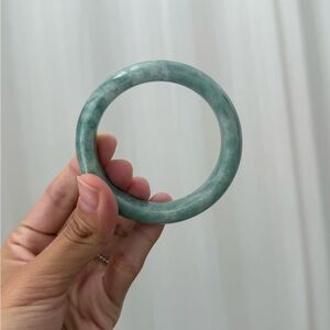 Certified Natural Bean Species Jadeite Jade Bangle Bracelet Size 6.5